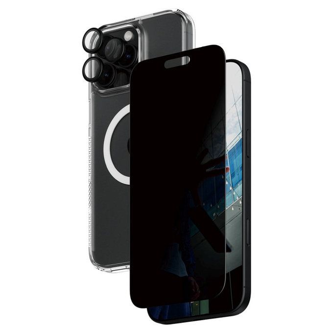 Bundle Hoops + Vetro temperato UWF Privacy + Hard Case per iPhone 16 Pro Max, PanzerGlass