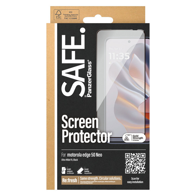 Vetro temperato UWF per Motorola Edge 50 Neo, Nero, SAFE by PanzerGlass