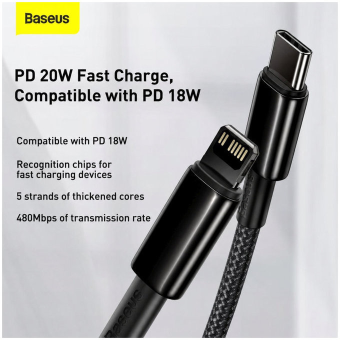 Cavo da Lightning a USB-C 1.5m, Black, Baseus