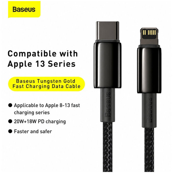 Cavo da Lightning a USB-C 1.5m, Black, Baseus