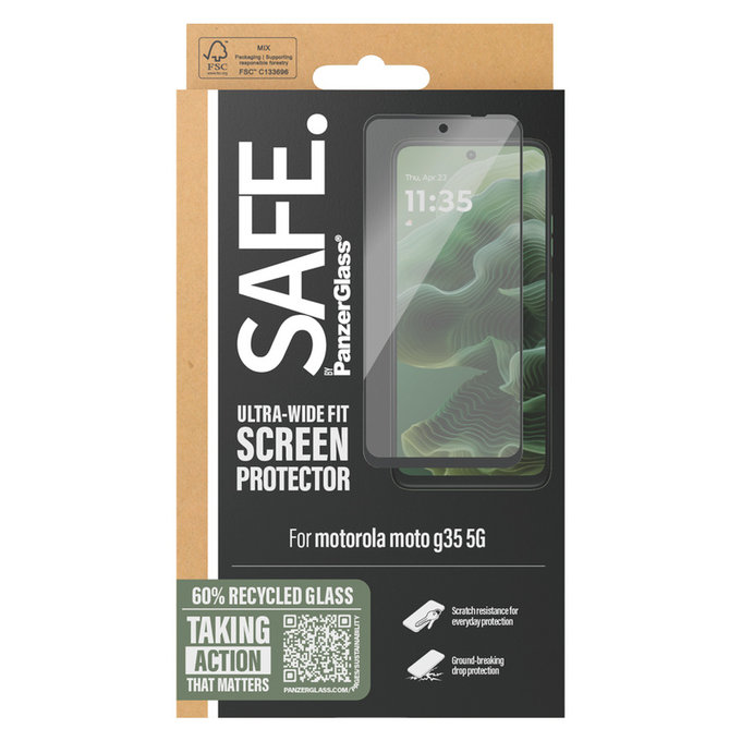 Vetro temperato per Motorola Moto G35, Nero, SAFE by PanzerGlass