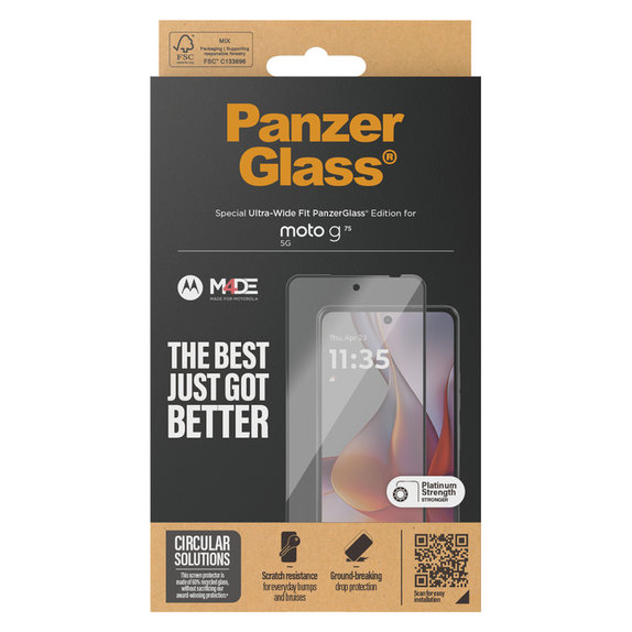 Vetro temperato UWF per Motorola Moto G75 5G, Nero, PanzerGlass