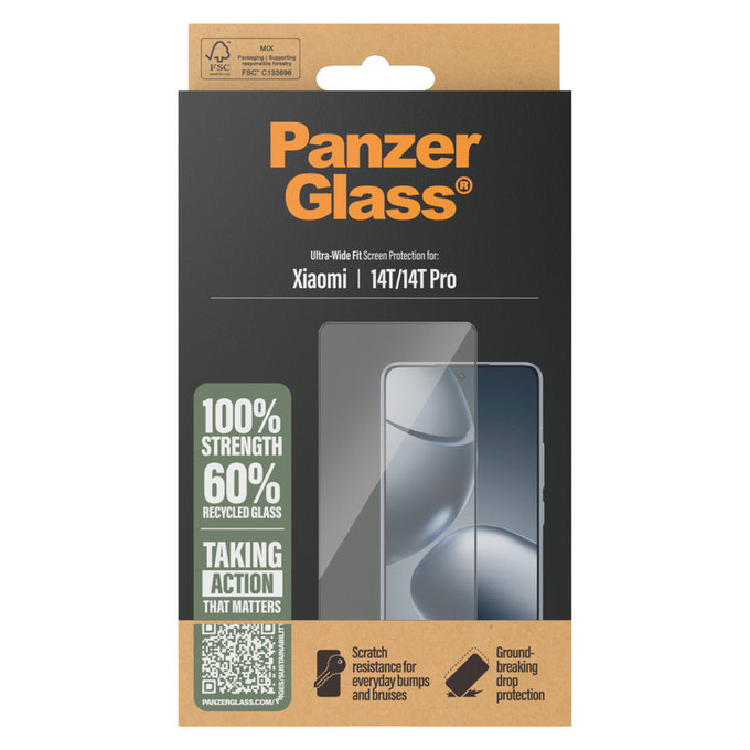 Vetro temperato UWF per Xiaomi 14T/14T Pro, Nero, PanzerGlass