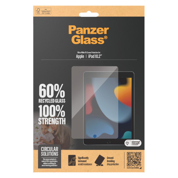 Vetro temperato UWF per iPad 10,2'' (2019-2021), Trasparente, PanzerGlass