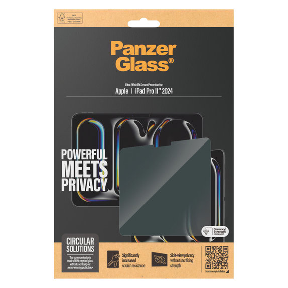 Vetro temperato UWF Privacy per iPad Pro 11'', Trasparente, PanzerGlass