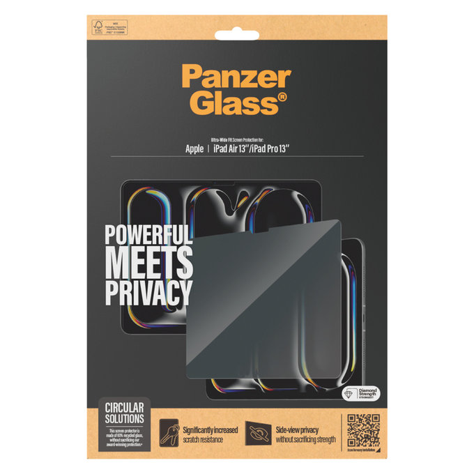 Vetro temperato UWF Privacy per iPad Pro 13"/Air 13'', Trasparente, PanzerGlass