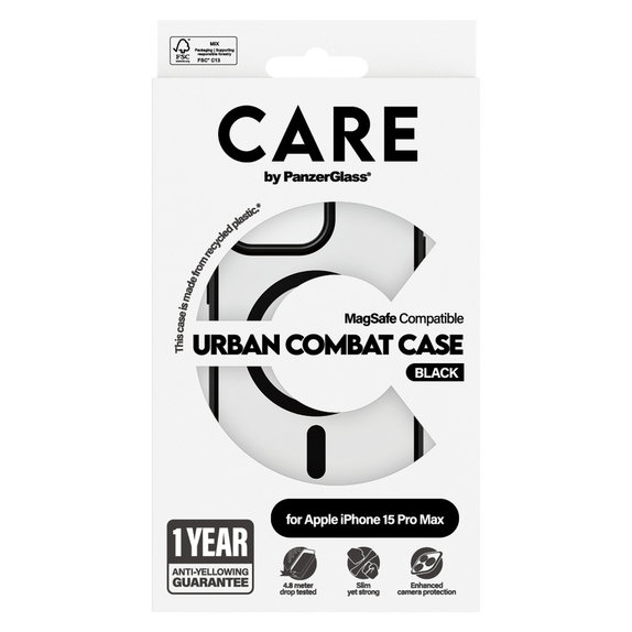 Custodia Urban Combat con MagSAFE by PanzerGlass per iPhone 15 Pro Max, Nero, PanzerGlass