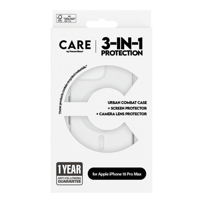 Bundle Hoops + Vetro temperato UWF + Cover Urban Combat per iPhone 16 Pro Max, CARE