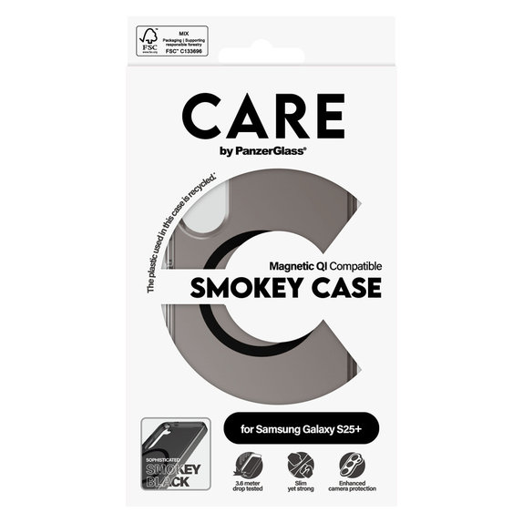 Custodia Smokey con QI nero per Samsung Galaxy S25+, Nero, PanzerGlass