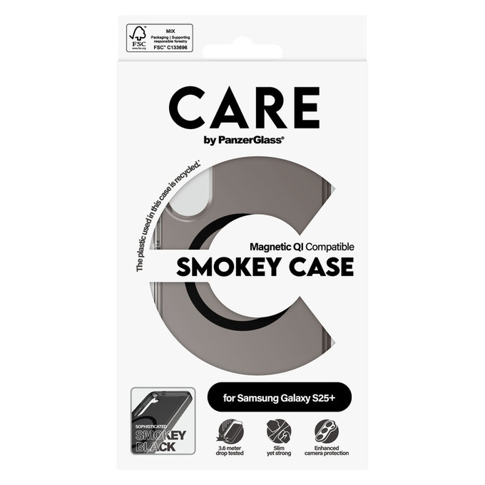 Custodia Smokey con QI nero per Samsung Galaxy S25+, Nero, PanzerGlass