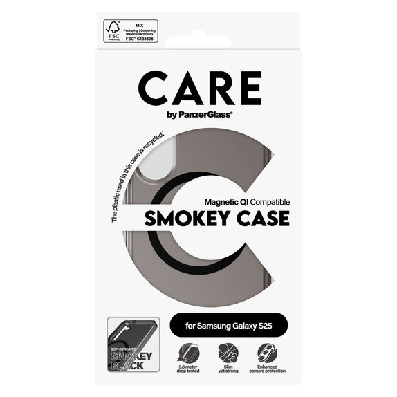 Custodia Smokey con QI nero per Samsung Galaxy S25, Nero, PanzerGlass