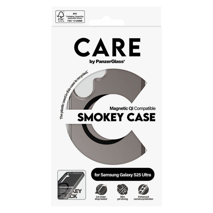 Custodia Smokey con QI nero per Samsung Galaxy S25 Ultra, Nero, PanzerGlass