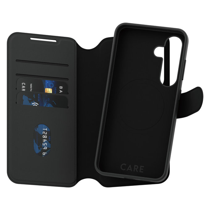 Custodia Wallet Tango Two-In-One con QI per Samsung Galaxy S25, Nero, PanzerGlass