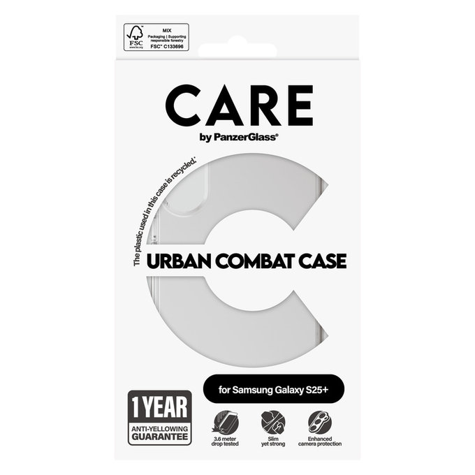 Custodia Urban Combat per Samsung Galaxy S25+, Trasparente, PanzerGlass