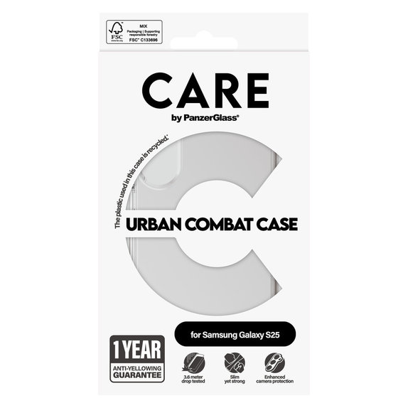 Custodia Urban Combat per Samsung Galaxy S25, Trasparente, PanzerGlass