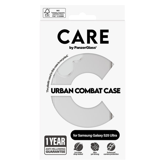 Custodia Urban Combat per Samsung Galaxy S25 Ultra, Trasparente, PanzerGlass