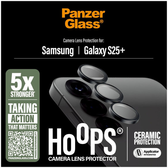 Protezione obiettivo Hoops Ceramic per Samsung S25+, Nero, PanzerGlass