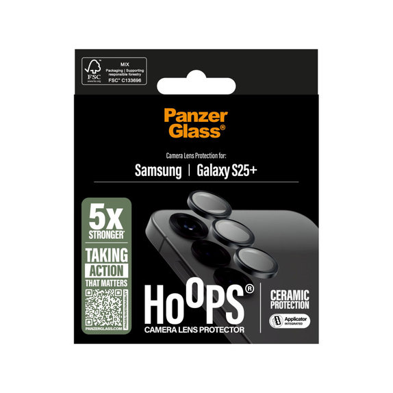 Protezione obiettivo Hoops Ceramic per Samsung S25+, Nero, PanzerGlass