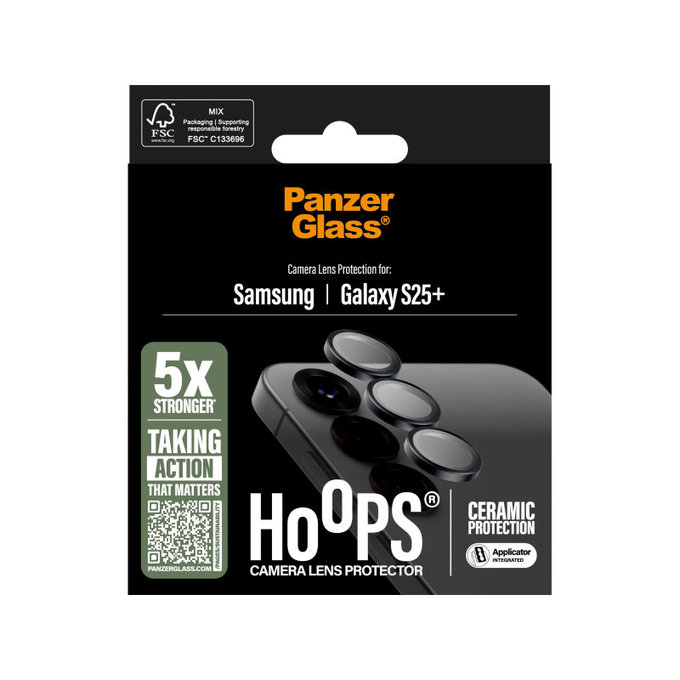 Protezione obiettivo Hoops Ceramic per Samsung S25+, Nero, PanzerGlass