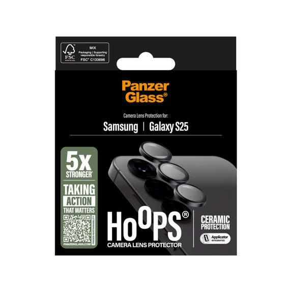 Protezione lente fotocamera Hoops Ceramic per Samsung S25, Nero, PanzerGlass