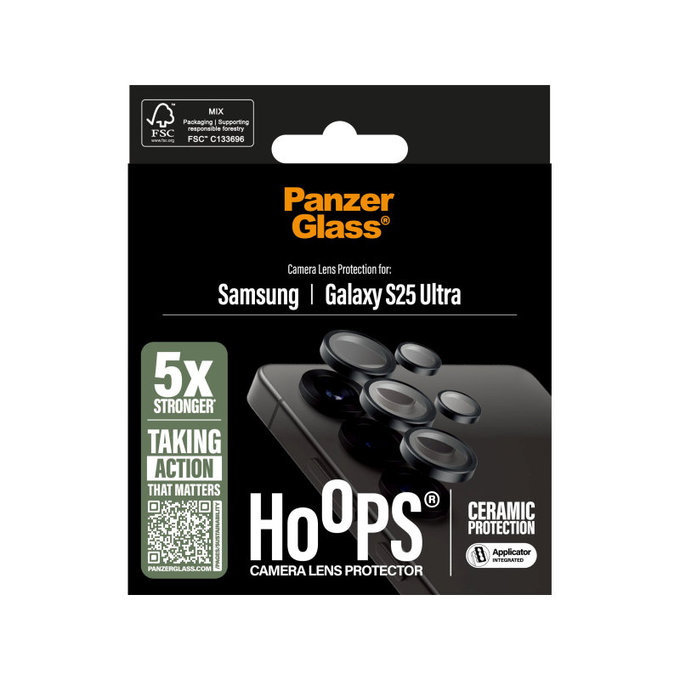 Protezione lente fotocamera Hoops Ceramic per Samsung S25 Ultra, Nero, PanzerGlass