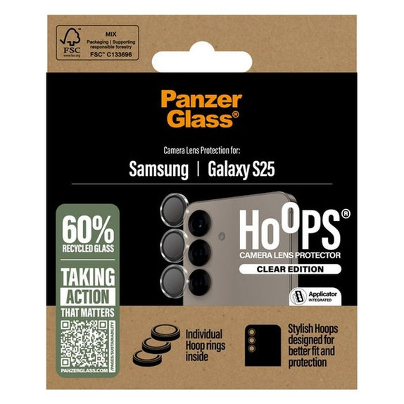 Protezione obiettivo fotocamera posteriore Hoops per Samsung S25, Transparent, PanzerGlass