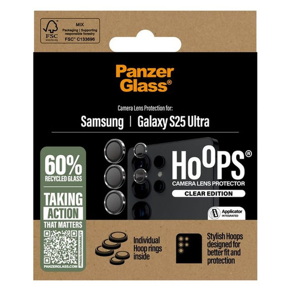 Protezione obiettivo fotocamera posteriore Hoops per Samsung S25 Ultra, Transparent, PanzerGlass