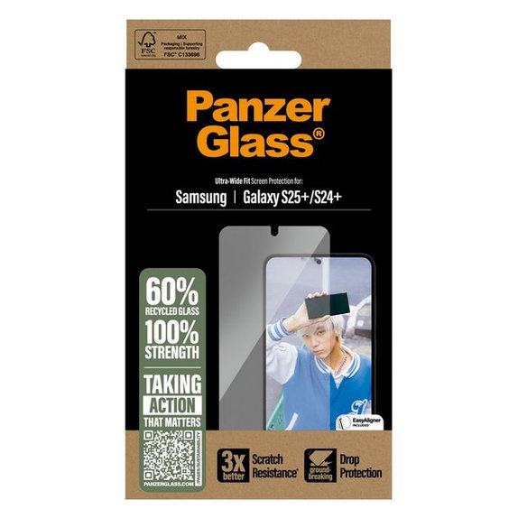 Vetro temperato UWF con aplicator per Samsung S25+, Transparent, PanzerGlass