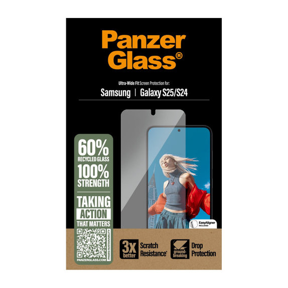 Vetro temperato UWF con applicatore per Samsung S25, Trasparente, PanzerGlass