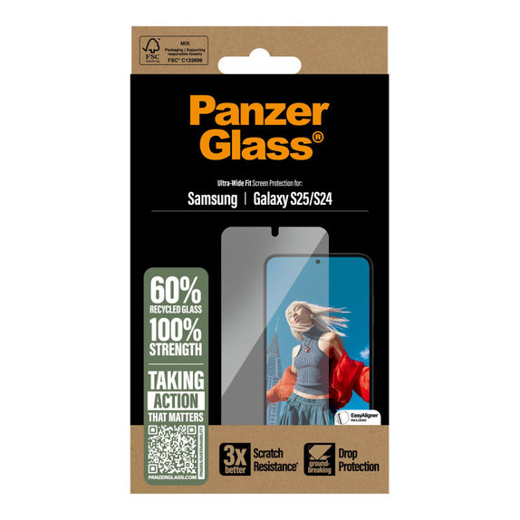 Vetro temperato UWF con applicatore per Samsung S25, Trasparente, PanzerGlass
