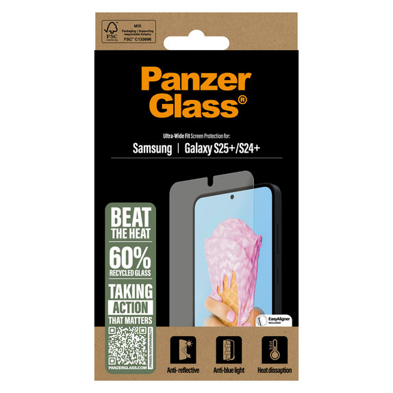 Vetro temperato UWF All-in-One con applicatore per Samsung Galaxy S25+, Trasparente, PanzerGlass