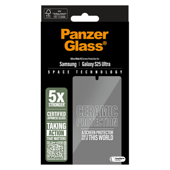 Vetro temperato UWF Ceramic con applicatore per Samsung Galaxy S25 Ultra, Trasparente, PanzerGlass
