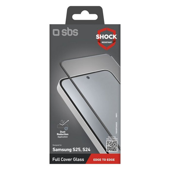 Vetro temperato Full Cover per Samsung S24, S25, Black, SBS