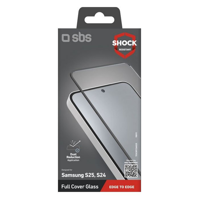 Vetro temperato Full Cover per Samsung S24, S25, Black, SBS