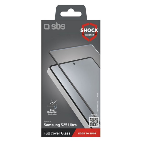 Vetro temperato Full Cover per Samsung S25 Ultra, Black, SBS