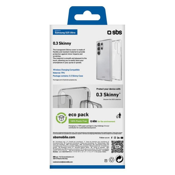 Custodia Skinny per Samsung S25 Ultra, Transparent, SBS