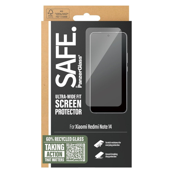 Vetro temperato UWF per Xiaomi Redmi Note 14, Nero, SAFE by PanzerGlass