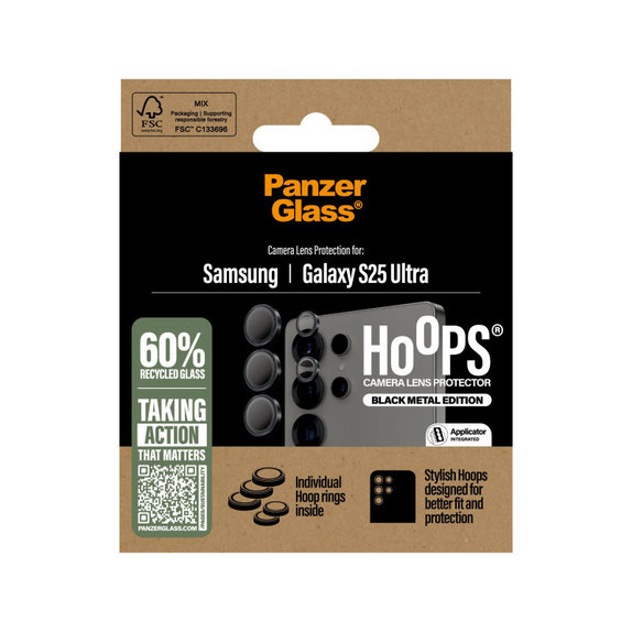 Protezione lente fotocamera Hoops per Samsung S25 Ultra, Nero, PanzerGlass