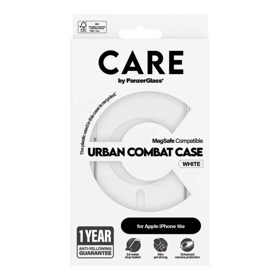 Cover Urban Combat con MagSafe per iPhone 17e/16e, Bianco, CARE