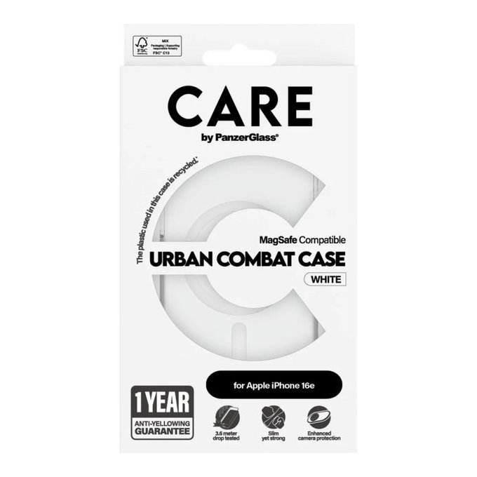 Cover Urban Combat con MagSafe per iPhone 17e/16e, Bianco, CARE