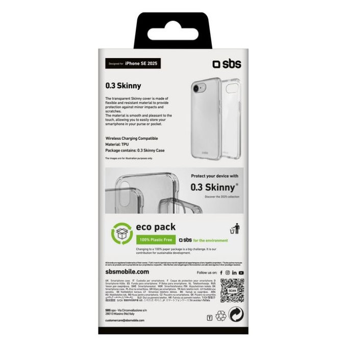 Custodia Skinny per iPhone 16e, Transparent, SBS