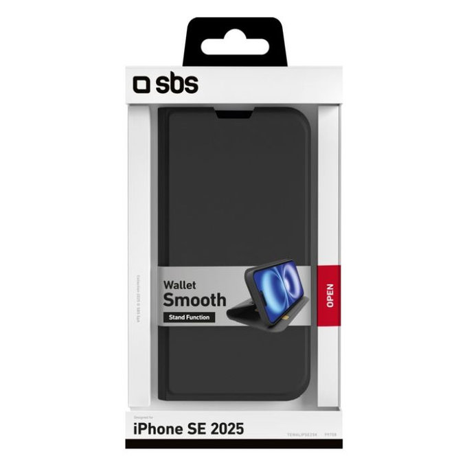 Custodia Book Wallet Smooth per iPhone 16e, Black, SBS