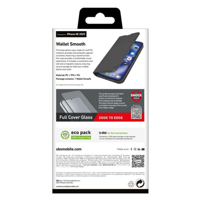 Custodia Book Wallet Smooth per iPhone 16e, Black, SBS
