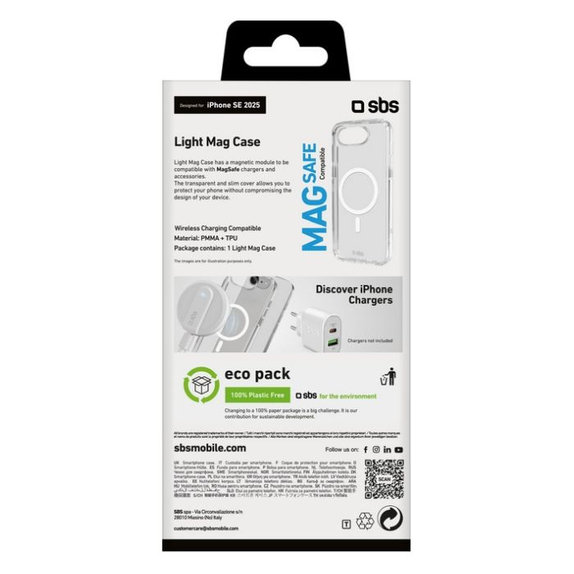 Custodia Light Mag per iPhone 16e, Transparent, SBS
