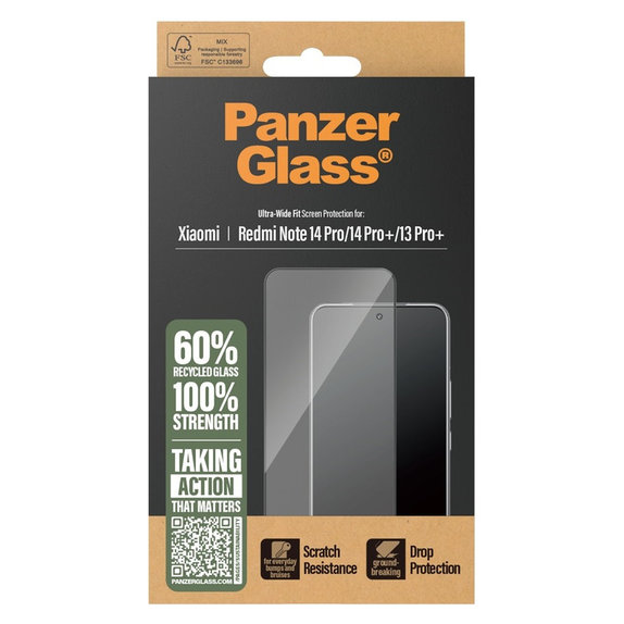 Vetro temperato UWF per Xiaomi Redmi Note 14 Pro/14 Pro+/13 Pro+, Nero, PanzerGlass