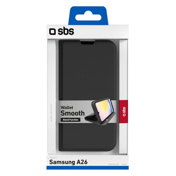 Custodia Book Wallet Smooth per Samsung A26, Black, SBS