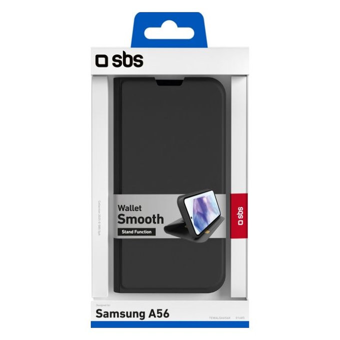 Custodia Book Wallet Smooth per Samsung A56, Black, SBS