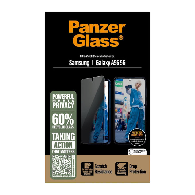 Vetro temperato UWF Privacy per Samsung A56 5G, Trasparente, PanzerGlass