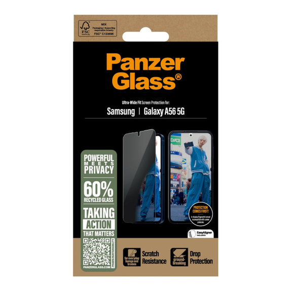 Vetro temperato UWF Privacy per Samsung A56 5G, Trasparente, PanzerGlass