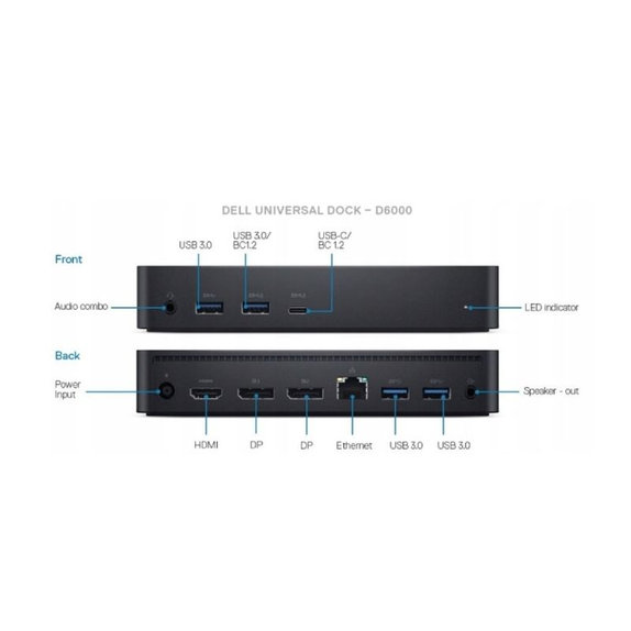 Docking Station USB-C con adattatore da 130W per Dell D6000, Ricondizionata